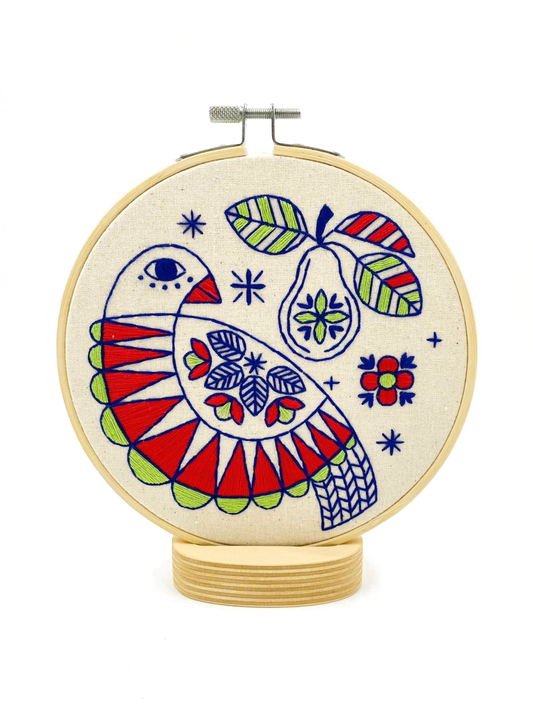 Partridge with Pear Complete Embroidery Kit