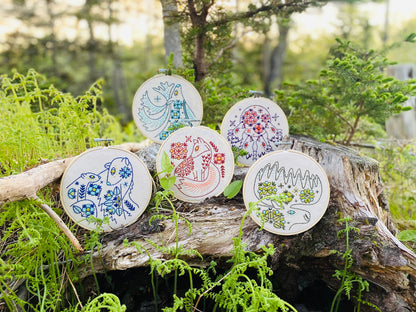 Folk Moose Complete Embroidery Kit